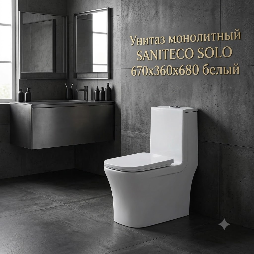 Унитаз монолитный SANITECO SOLO 670x360x680 белый - артикул K0000343384