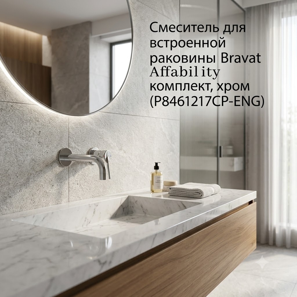 Смеситель для встроенной раковины Bravat Affability комплект, хром (P8461217CP-ENG) - артикул K0000343399