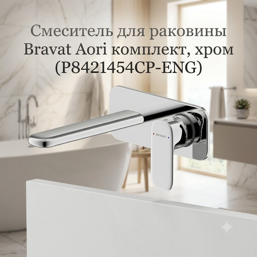 Смеситель для раковины Bravat Aori комплект, хром (P8421454CP-ENG) - артикул K0000343405
