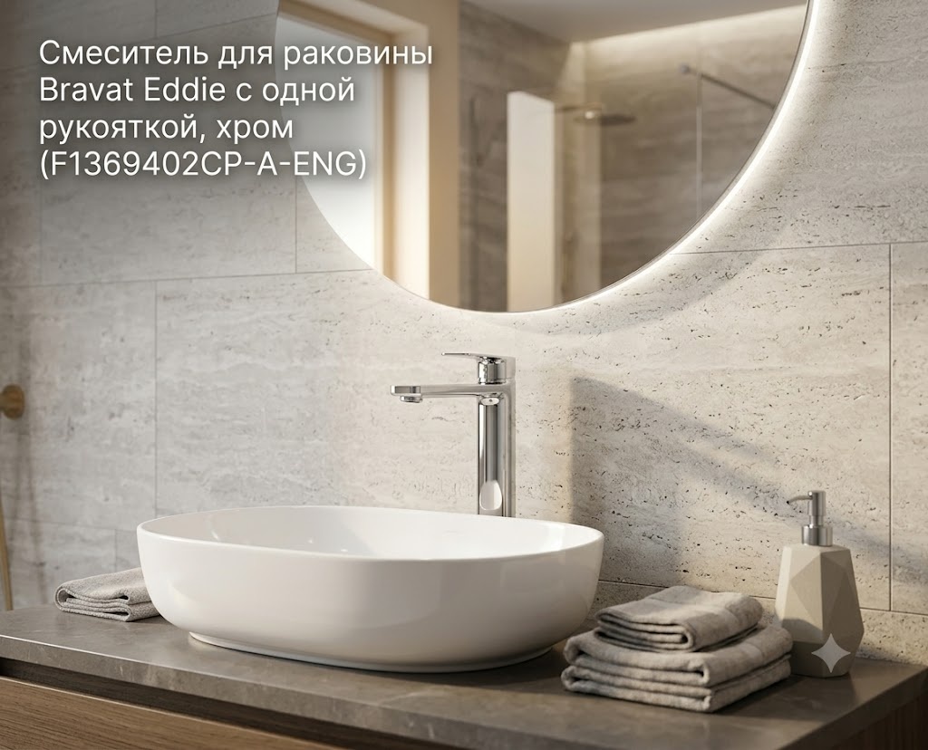 Смеситель для раковины Bravat Eddie с одной рукояткой, хром (F1369402CP-A-ENG) - артикул K0000343410