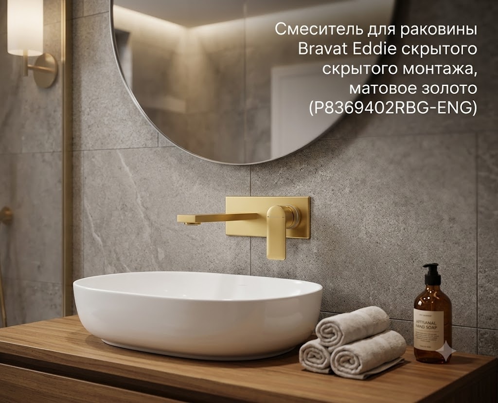 Смеситель для раковины Bravat Eddie скрытого монтажа, матовое золото (P8369402RBG-ENG) - артикул K0000343416