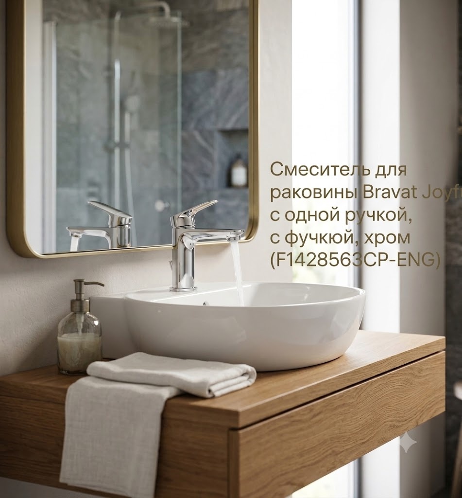 Смеситель для раковины Bravat Joyful с одной ручкой, хром (F1428563CP-ENG) - артикул K0000343421