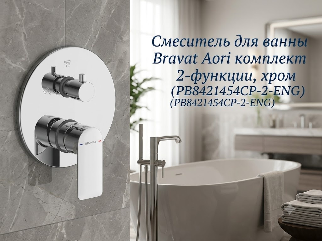 Смеситель для ванны Bravat Aori комплект 2-функции, хром (PB8421454CP-2-ENG) - артикул K0000343435