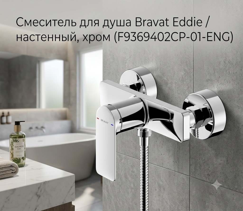 Смеситель для душа Bravat Eddie настенный, хром (F9369402CP-01-ENG) - артикул K0000343455