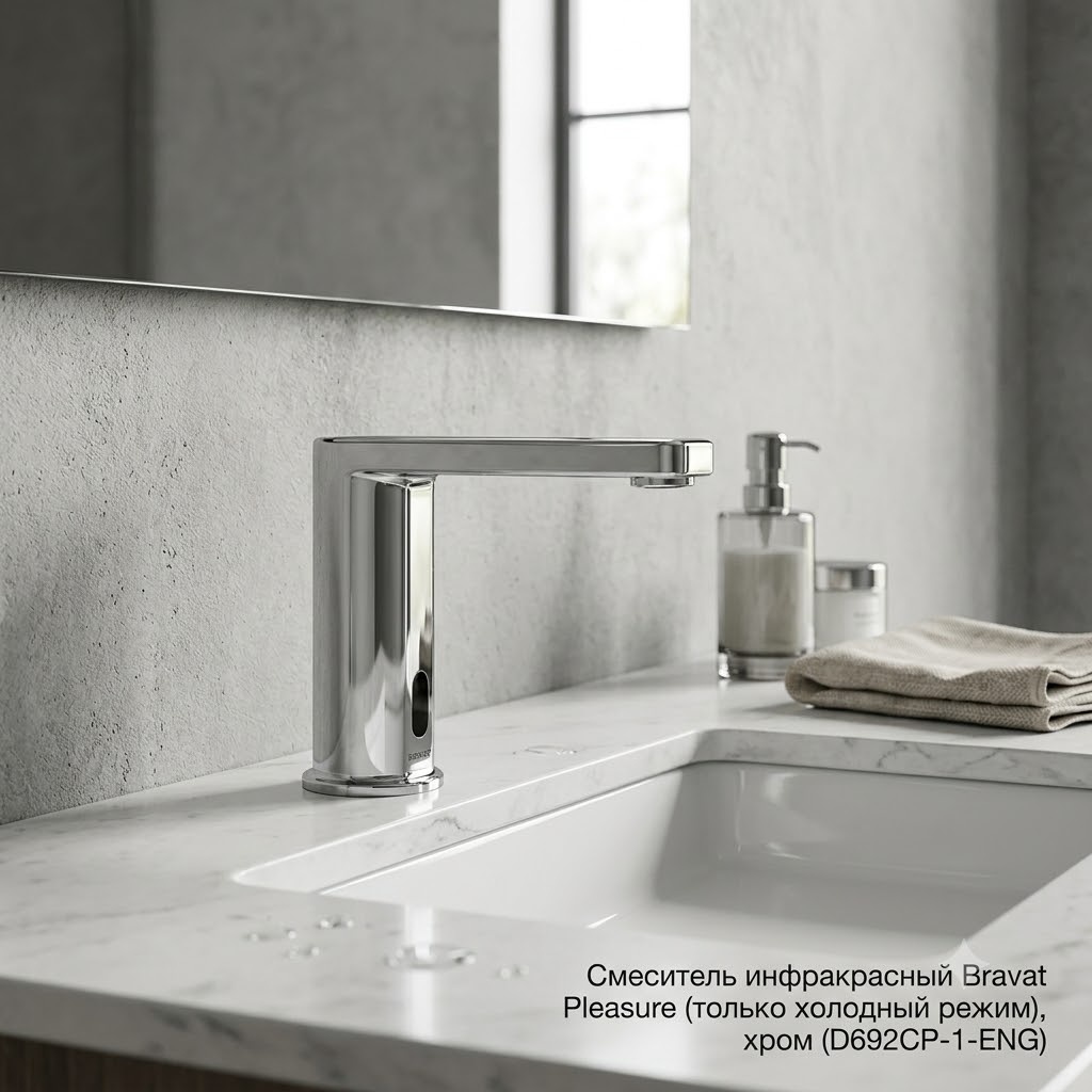 Смеситель инфракрасный Bravat Pleasure (только холодный режим), хром (D692CP-1-ENG) - артикул K0000343460