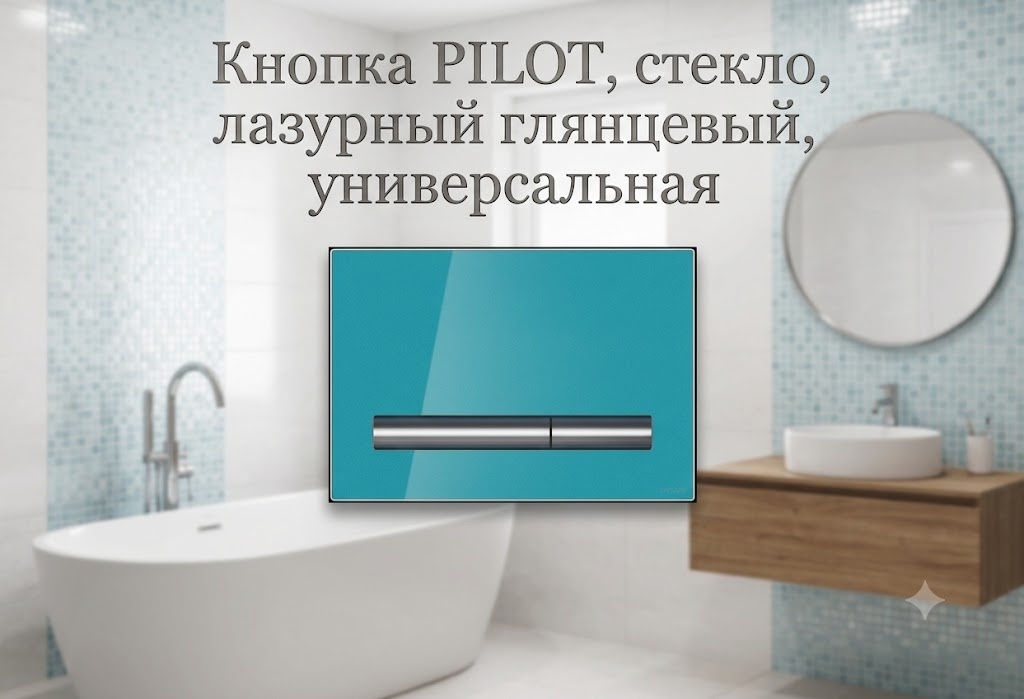 Кнопка PILOT, стекло, лазурный глянцевый, универсальная - артикул K0000342991