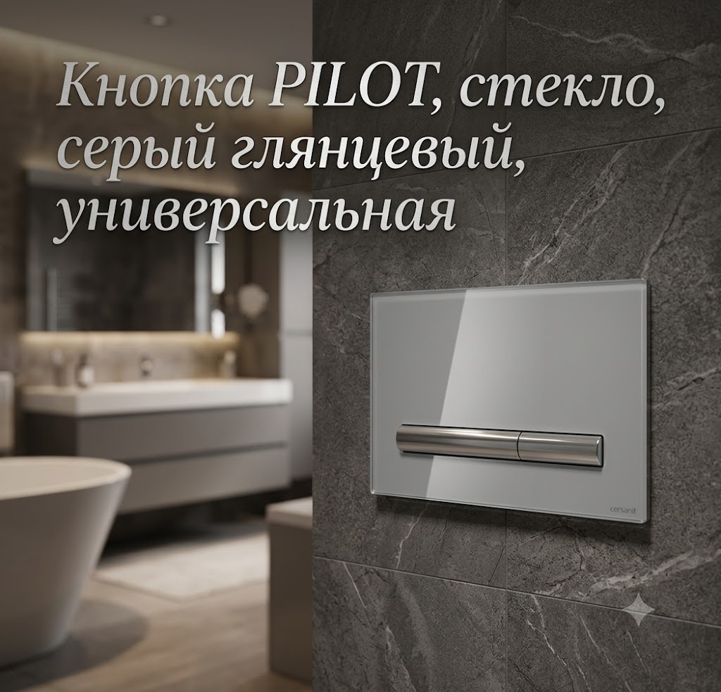Кнопка PILOT, стекло, серый глянцевый, универсальная - артикул K0000342992