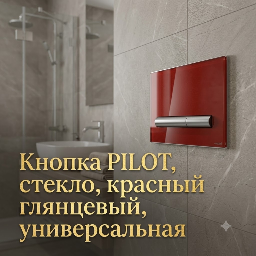 Кнопка PILOT, стекло, красный глянцевый, универсальная - артикул K0000342993