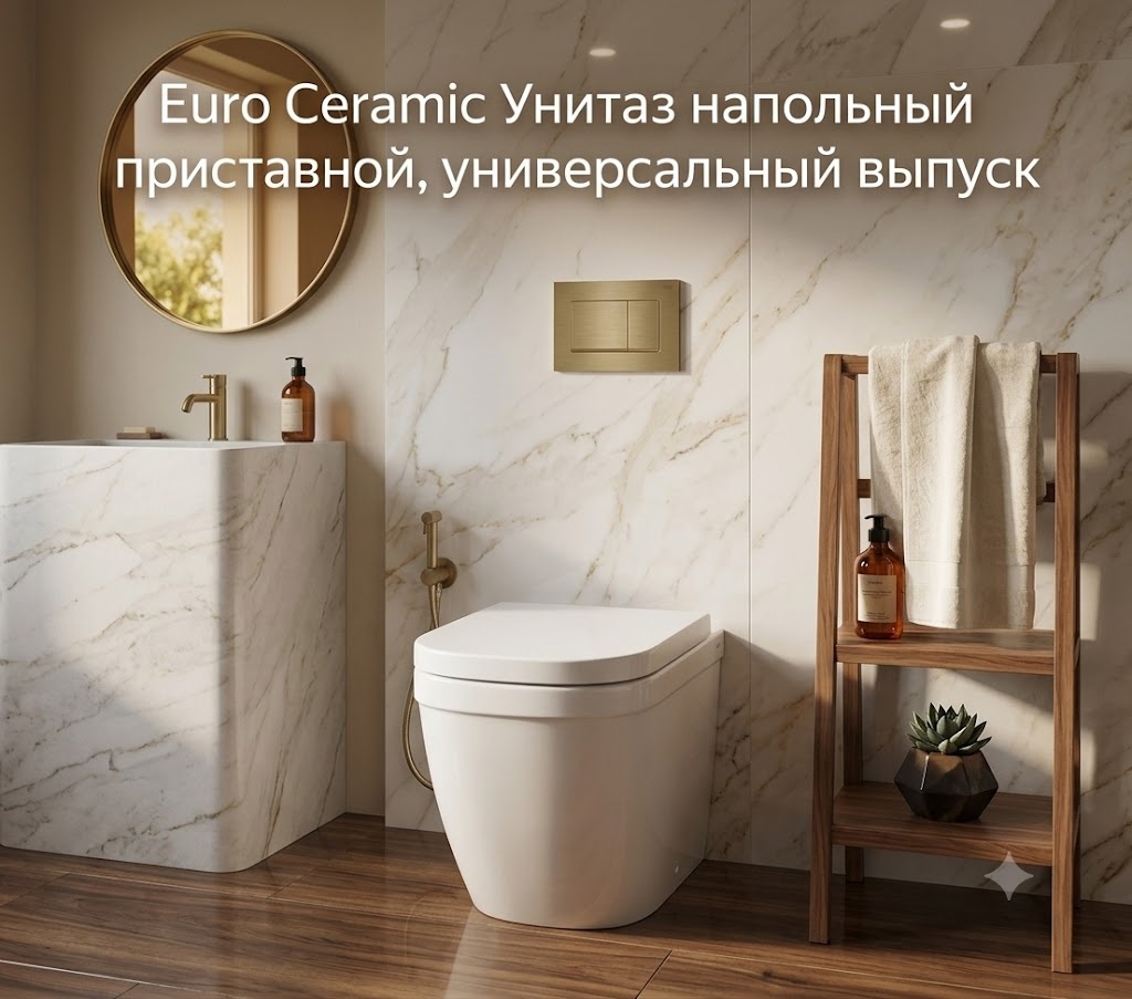 Euro Ceramic Унитаз напольный приставной, универсальный выпуск - артикул K0000343009