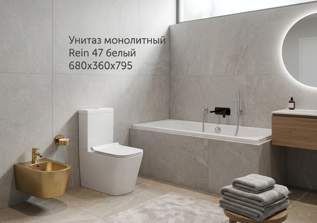 Унитаз монолитный Rein 47 белый 680х360х795 - артикул K0000329159