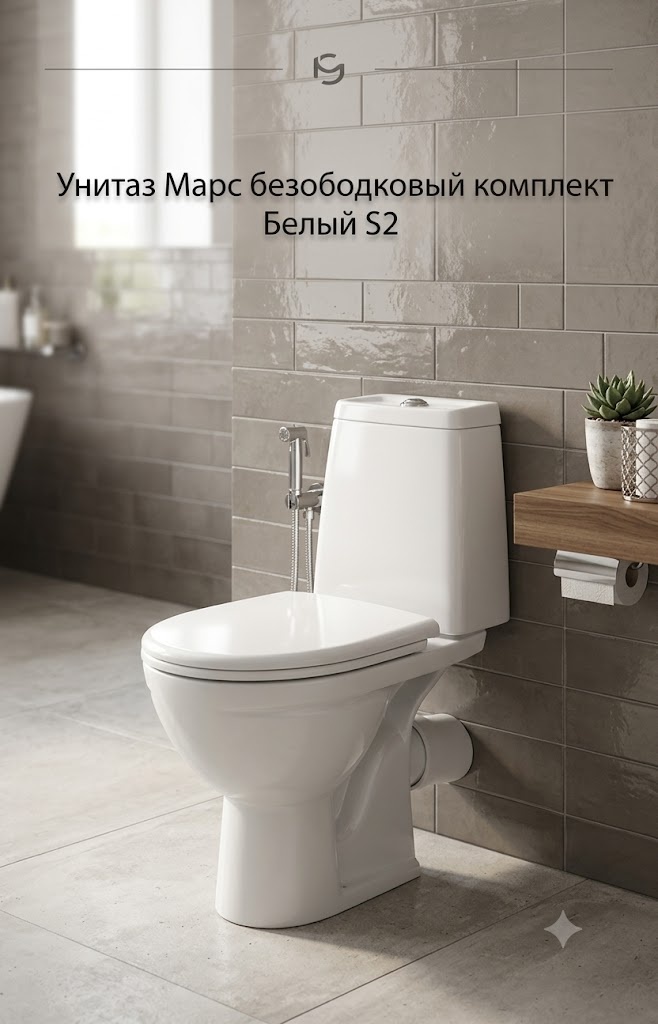 Унитаз Марс безободковый комплект Белый S2 (без бочка) - артикул K0000342930