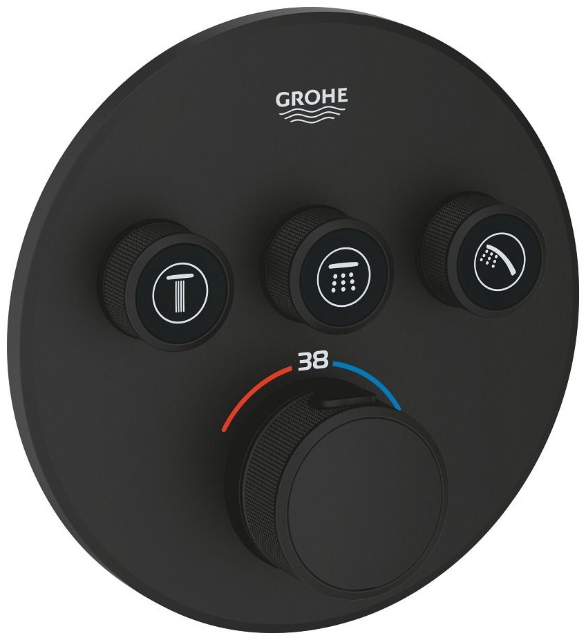 Термостат для ванны, встраиваемый, на 3 выхода, черный матовый Grohe Grohtherm 29508KF0 - артикул K0000316679