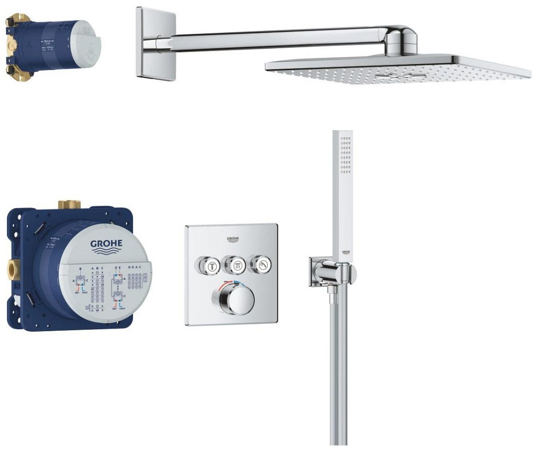 Душевая система встраиваемая, хром Grohe Rainshower SmartActive 310 Grohtherm SmartControl 34873000 - артикул K0000316417