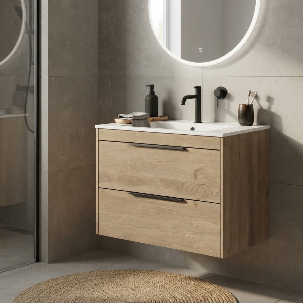 База под раковину Chiara 2D 600 подвесная, 2 выкатных ящика soft-close, N.Oak - артикул K0000216820