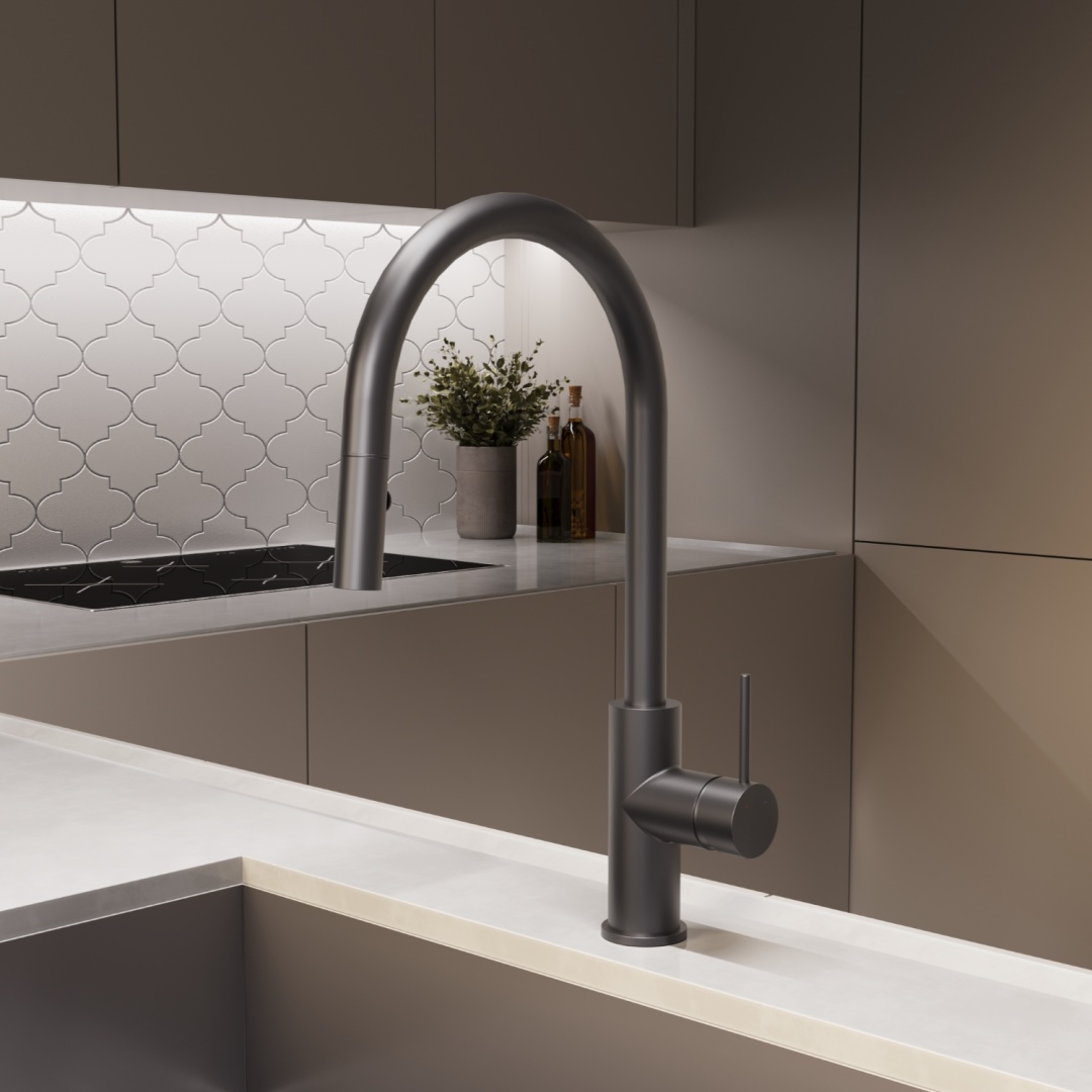 Смеситель для кухни Сити (City) VKF-2C1GM, вороненая сталь, - артикул K0000346420