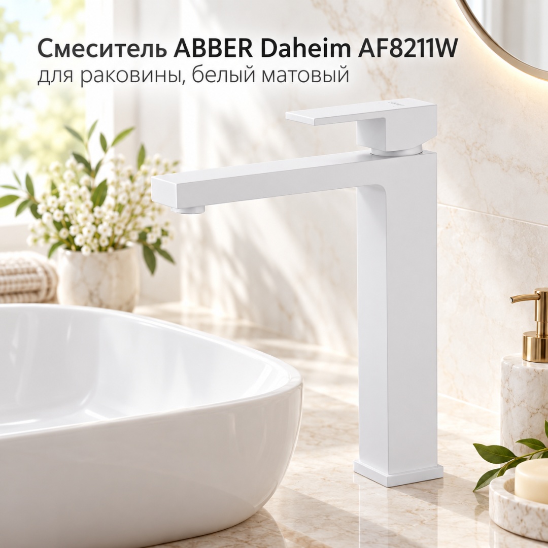 Смеситель ABBER Daheim AF8211W для раковины, белый матовый - артикул K0000321303