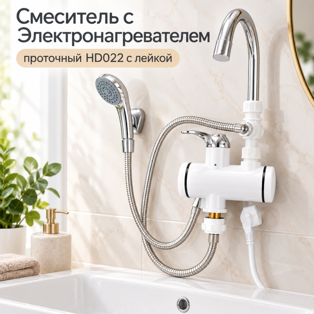 Смеситель с Электронагревателем проточн. HD022 с лейкой - артикул K0000359601