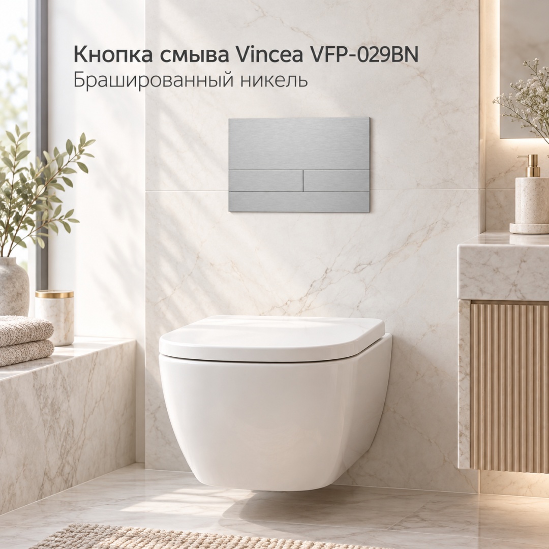 Кнопка смыва Vincea VFP-029BN, цвет брашированный никель, - артикул K0000354495