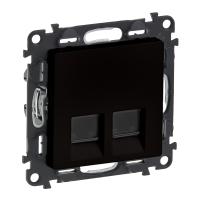 Valena LIFE Информационная розетка двойная RJ45 Кат.6 UTP. С лицевой панелью. Антрацит. - артикул 756343
