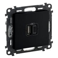 Valena LIFE Зарядное устройство с двумя USB-разьемами тип А-тип С 240В/5В 3000мА. С лицевой панелью. - артикул 756306